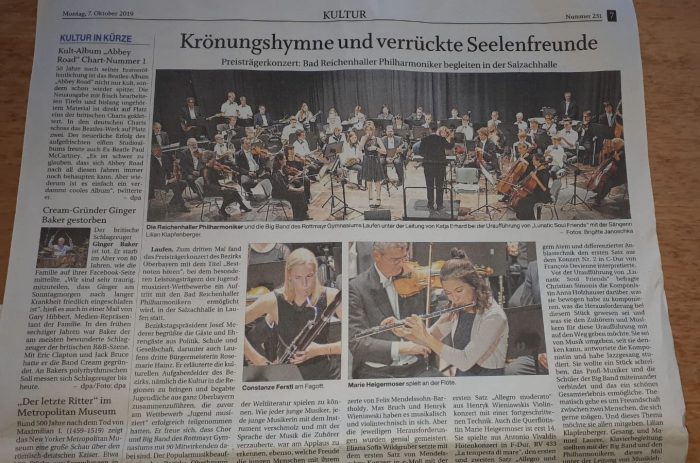 Zeitungsartikel über das Konzert