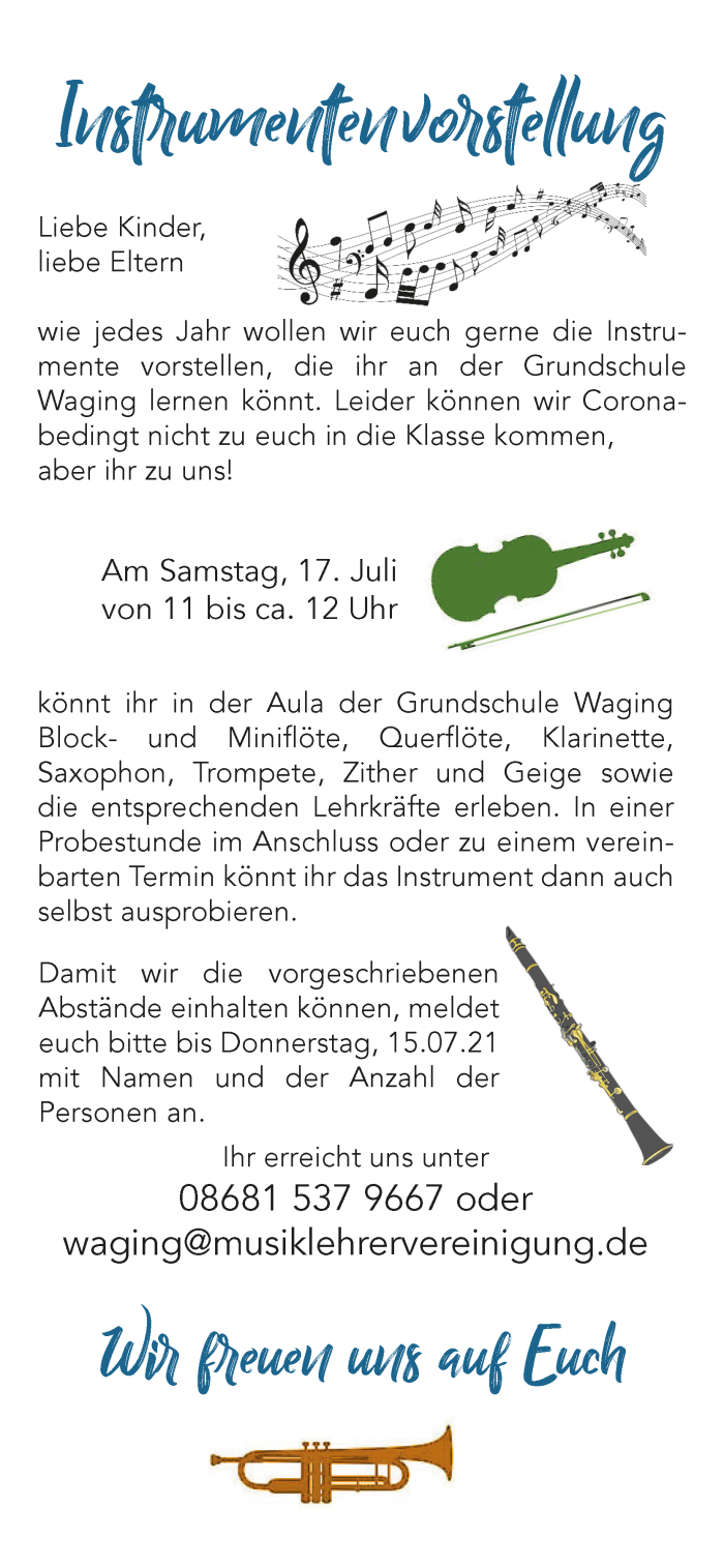 Entwurf Flyer Instrumentenvorstellung Juli 21