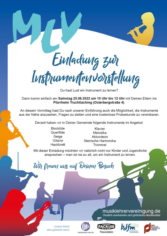 Plakat Instrumentenvorstellung Truchtlaching Juni 22