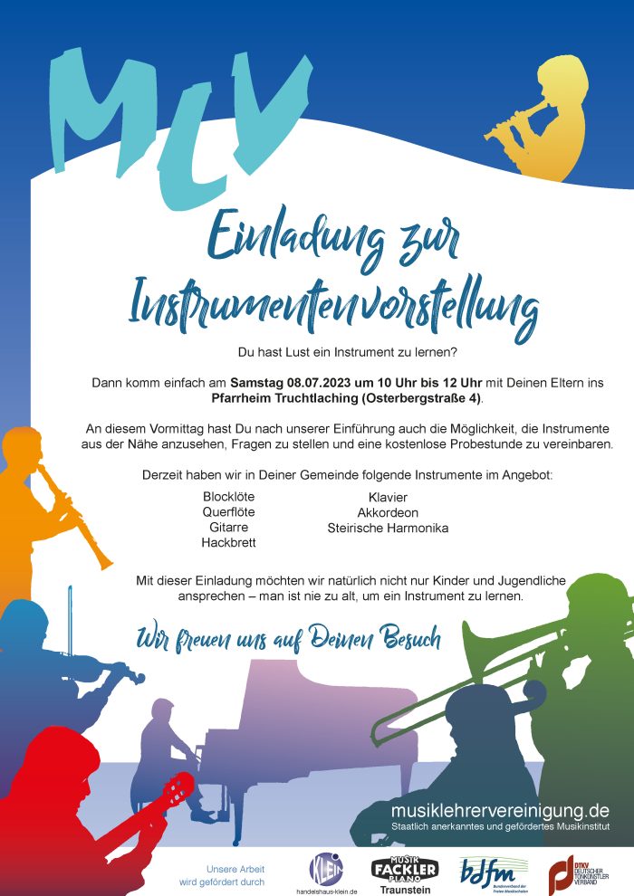 Plakat Instrumentenvorstellung Truchtlaching Juli 23