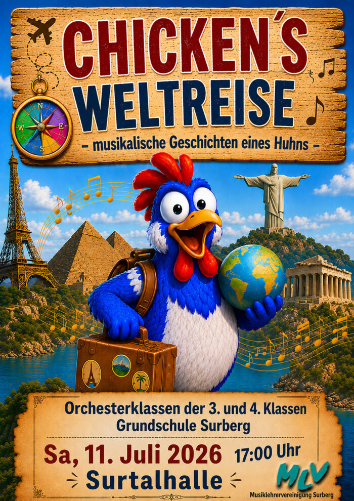 2026 07 Chickens Weltreise Plakat