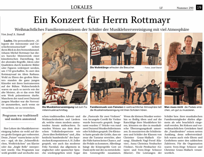 Konzertkritik Weihnachtliches Familienmusizieren Laufen 2025 12 08